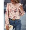 imageFloerns Womens Floral Print Long Sleeve High Neck Georgette Chiffon BlouseLight Pink