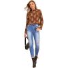 imageFloerns Womens Floral Print Long Sleeve High Neck Georgette Chiffon BlouseMocha Brown