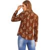 imageFloerns Womens Floral Print Long Sleeve High Neck Georgette Chiffon BlouseMocha Brown