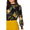 imageFloerns Womens Floral Print Long Sleeve High Neck Georgette Chiffon BlouseMulti2