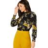 imageFloerns Womens Floral Print Long Sleeve High Neck Georgette Chiffon BlouseMulti2