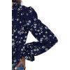 imageFloerns Womens Floral Print Long Sleeve High Neck Georgette Chiffon BlouseNavy Blue
