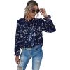 imageFloerns Womens Floral Print Long Sleeve High Neck Georgette Chiffon BlouseNavy Blue
