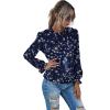 imageFloerns Womens Floral Print Long Sleeve High Neck Georgette Chiffon BlouseNavy Blue