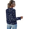 imageFloerns Womens Floral Print Long Sleeve High Neck Georgette Chiffon BlouseNavy Blue