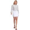 imageFloerns Womens Floral Print Long Sleeve High Neck Georgette Chiffon BlouseWhite