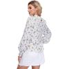 imageFloerns Womens Floral Print Long Sleeve High Neck Georgette Chiffon BlouseWhite