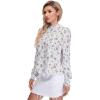 imageFloerns Womens Floral Print Long Sleeve High Neck Georgette Chiffon BlouseWhite
