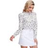 imageFloerns Womens Floral Print Long Sleeve High Neck Georgette Chiffon BlouseWhite