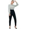 imageFloerns Womens Floral Print Long Sleeve High Neck Georgette Chiffon BlouseWhite Floral