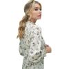 imageFloerns Womens Floral Print Long Sleeve High Neck Georgette Chiffon BlouseWhite Floral