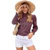 imageFloerns Womens Floral Print Long Sleeve High Neck Georgette Chiffon BlouseWine Red