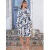 imageFloerns Womens Floral Print V Neck Ruffle Hem Lantern Long Sleeve Midi DressBlue Floral