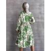 imageFloerns Womens Floral Print V Neck Ruffle Hem Lantern Long Sleeve Midi DressGreen