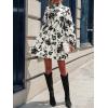 imageFloerns Womens Mock Neck Long Sleeve Floral Print Ruffle Short DressApricot Floral