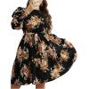 imageFloerns Womens Mock Neck Long Sleeve Floral Print Ruffle Short DressBlack Brown Floral
