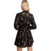 imageFloerns Womens Mock Neck Long Sleeve Floral Print Ruffle Short DressBlack Brown Flower