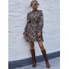 imageFloerns Womens Mock Neck Long Sleeve Floral Print Ruffle Short DressBlack Floral