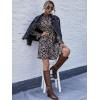 imageFloerns Womens Mock Neck Long Sleeve Floral Print Ruffle Short DressBlack Floral