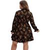 imageFloerns Womens Mock Neck Long Sleeve Floral Print Ruffle Short DressBlack Orange Flower