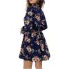 imageFloerns Womens Mock Neck Long Sleeve Floral Print Ruffle Short DressBoho Navy Floral