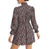 imageFloerns Womens Mock Neck Long Sleeve Floral Print Ruffle Short DressMulticoloured Floral
