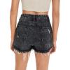 imageFloerns Womens Ripped Raw Hem High Waisted Distressed Denim ShortsDark Grey