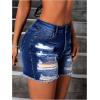 imageFloerns Womens Ripped Raw Hem High Waisted Distressed Denim ShortsDark Wash