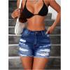 imageFloerns Womens Ripped Raw Hem High Waisted Distressed Denim ShortsDark Wash