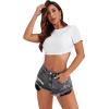 imageFloerns Womens Ripped Raw Hem High Waisted Distressed Denim ShortsGrey Solid