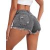imageFloerns Womens Ripped Raw Hem High Waisted Distressed Denim ShortsGrey Solid