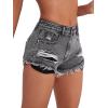 imageFloerns Womens Ripped Raw Hem High Waisted Distressed Denim ShortsGrey Solid