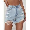 imageFloerns Womens Ripped Raw Hem High Waisted Distressed Denim ShortsLight Wash