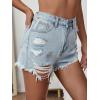 imageFloerns Womens Ripped Raw Hem High Waisted Distressed Denim ShortsLight Wash