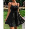 imageFloerns Womens Swiss Dots Sleeveless Ruched Bust Ruffle Hem Cami Short DressBlack