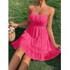 imageFloerns Womens Swiss Dots Sleeveless Ruched Bust Ruffle Hem Cami Short DressHot Pink