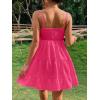 imageFloerns Womens Swiss Dots Sleeveless Ruched Bust Ruffle Hem Cami Short DressHot Pink