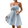 imageFloerns Womens Swiss Dots Sleeveless Ruched Bust Ruffle Hem Cami Short DressLight Blue