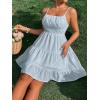imageFloerns Womens Swiss Dots Sleeveless Ruched Bust Ruffle Hem Cami Short DressLight Blue
