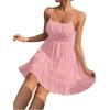 imageFloerns Womens Swiss Dots Sleeveless Ruched Bust Ruffle Hem Cami Short DressLight Pink