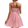 imageFloerns Womens Swiss Dots Sleeveless Ruched Bust Ruffle Hem Cami Short DressLight Pink