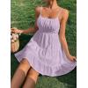 imageFloerns Womens Swiss Dots Sleeveless Ruched Bust Ruffle Hem Cami Short DressLight Purple
