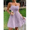 imageFloerns Womens Swiss Dots Sleeveless Ruched Bust Ruffle Hem Cami Short DressLight Purple