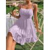 imageFloerns Womens Swiss Dots Sleeveless Ruched Bust Ruffle Hem Cami Short DressLight Purple