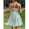 imageFloerns Womens Swiss Dots Sleeveless Ruched Bust Ruffle Hem Cami Short DressMint Green
