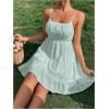 imageFloerns Womens Swiss Dots Sleeveless Ruched Bust Ruffle Hem Cami Short DressMint Green