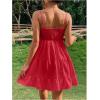 imageFloerns Womens Swiss Dots Sleeveless Ruched Bust Ruffle Hem Cami Short DressRed