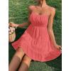 imageFloerns Womens Swiss Dots Sleeveless Ruched Bust Ruffle Hem Cami Short DressWatermelon Pink