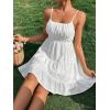 imageFloerns Womens Swiss Dots Sleeveless Ruched Bust Ruffle Hem Cami Short DressWhite