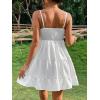 imageFloerns Womens Swiss Dots Sleeveless Ruched Bust Ruffle Hem Cami Short DressWhite